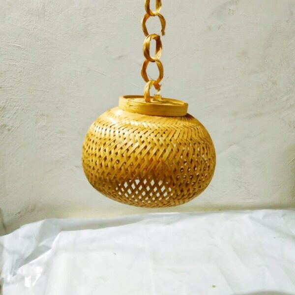 Eco-friendly bamboo hanging lampshade.