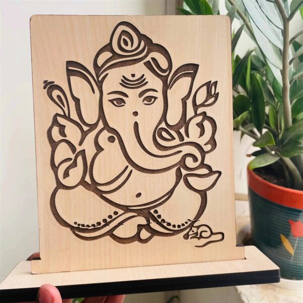 Wooden Engraved Lord Ganesha Cutout, divine and artistic